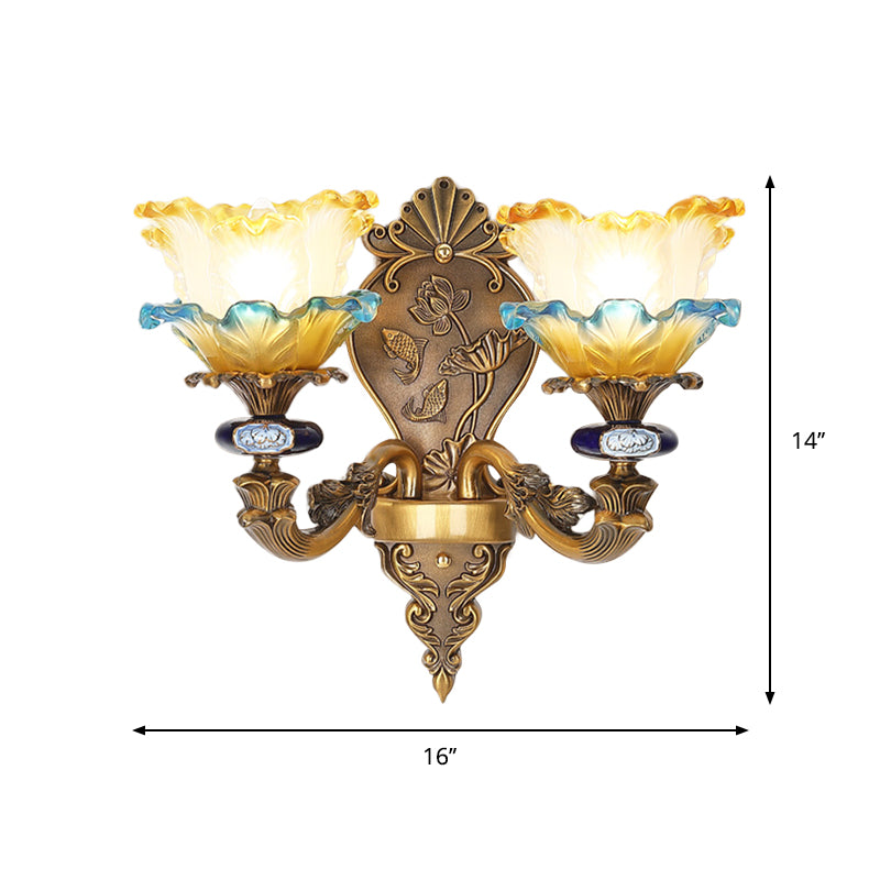 Retro Brass Wall Mount Sconce With Frosted Glass Shade For Dining Room