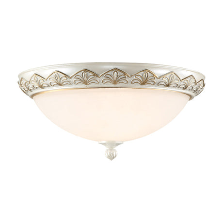 Hemisphere Bedroom Flush Light - Classic Cream Glass 3-Head White Ceiling Mount