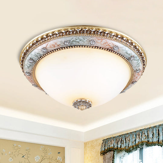 Minimalist Dome White Glass Flush Mount Ceiling Light In Gold - 2/3-Light 14/16/19.5 Width / 14