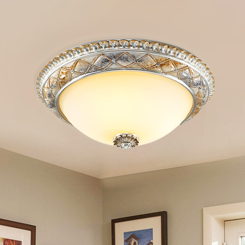 Traditional Frosted Glass Dome Ceiling Light Fixture - 14/16/19.5 Gold/Silver Finish Flush Mount For