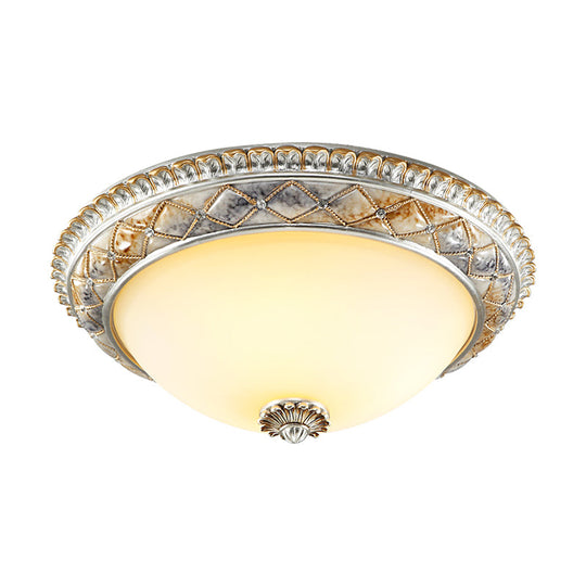 Traditional Frosted Glass Dome Ceiling Light Fixture - 14’/16’/19.5’ Gold/Silver Finish Flush