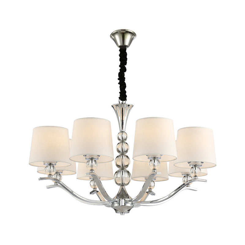 Modernist White Barrel Shade Chandelier Light Fixture - 6/8 Lights Radial Ceiling Pendant Lamp