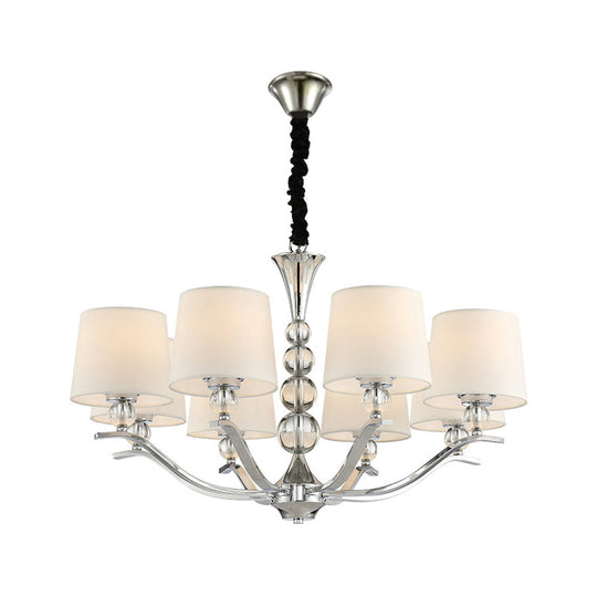 Modernist White Barrel Shade Chandelier Light Fixture - 6/8 Lights Radial Ceiling Pendant Lamp