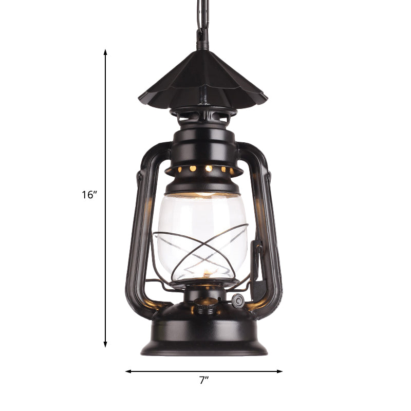 Industrial Single Light Pendant With Clear Glass And Vintage Finish For Indoor Use