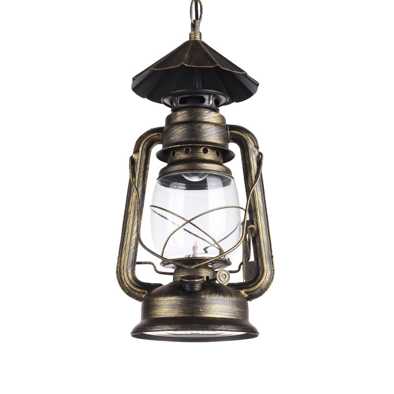 Industrial Single Light Pendant With Clear Glass And Vintage Finish For Indoor Use