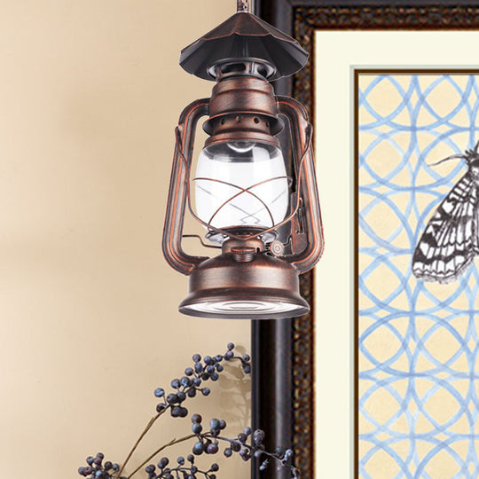Industrial Single Light Pendant With Clear Glass And Vintage Finish For Indoor Use Weathered Copper