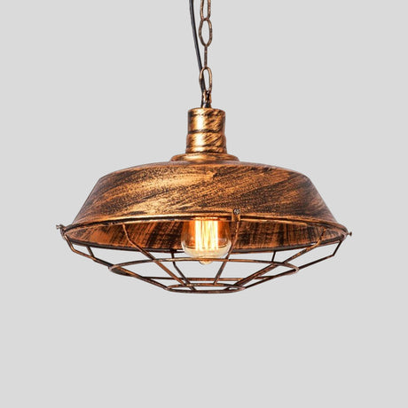 Vintage Style Metallic Pendant Lamp - Barn Shade Cloth Shop 1 Bulb Bronze/Silver Hanging Light