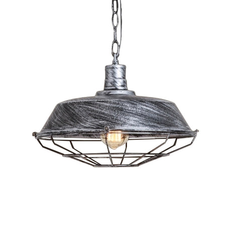 Vintage Style Metallic Pendant Lamp - Barn Shade Cloth Shop 1 Bulb Bronze/Silver Hanging Light