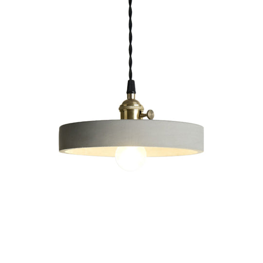 Industrial Gray Cement And Metal Pendant Light Fixture - Cone/Round Design Ideal For Table Overhead