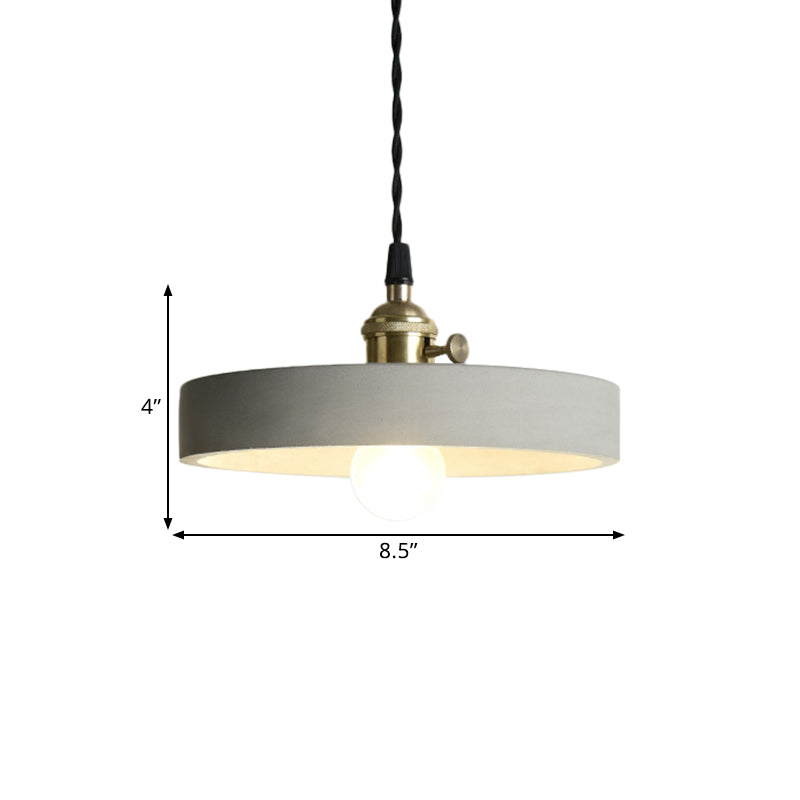 Industrial Gray Cement And Metal Pendant Light Fixture - Cone/Round Design Ideal For Table Overhead