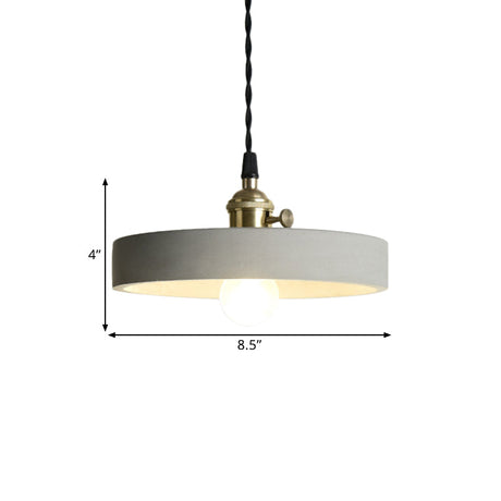 Industrial Gray Cement And Metal Pendant Light Fixture - Cone/Round Design Ideal For Table Overhead