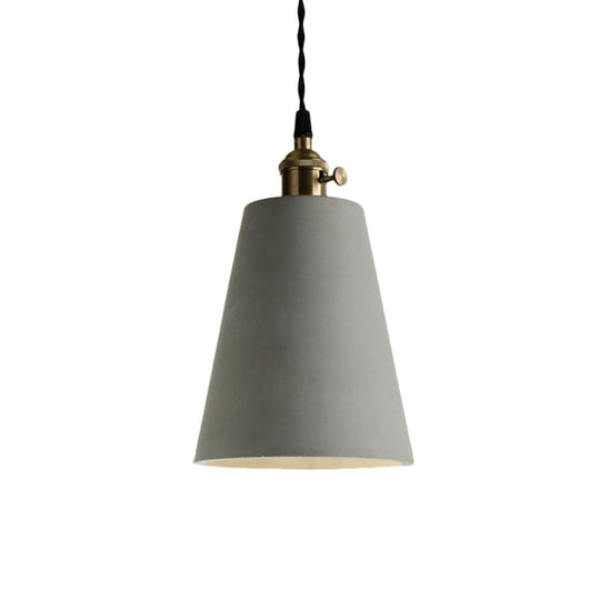 Industrial Gray Cement And Metal Pendant Light Fixture - Cone/Round Design Ideal For Table Overhead