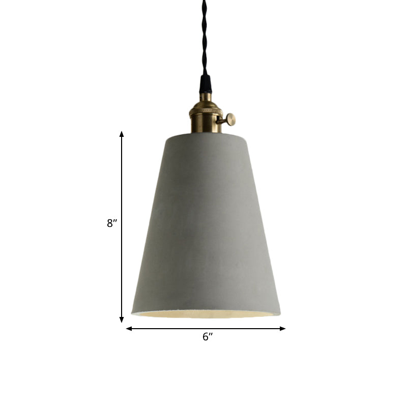 Industrial Gray Cement And Metal Pendant Light Fixture - Cone/Round Design Ideal For Table Overhead
