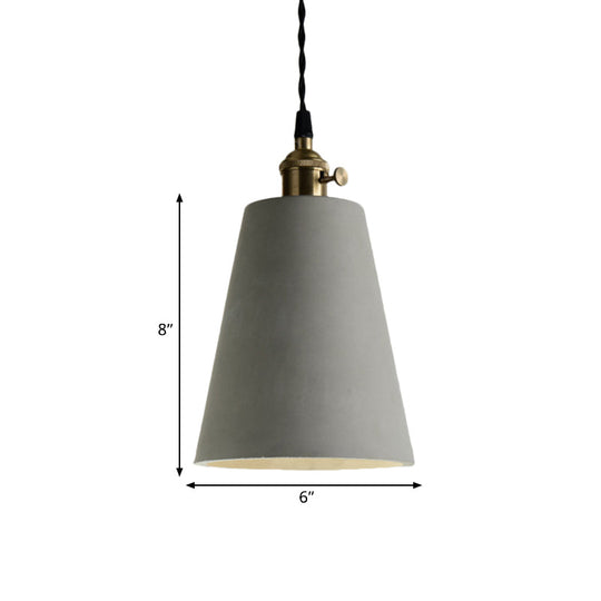 Industrial Gray Cement And Metal Pendant Light Fixture - Cone/Round Design Ideal For Table Overhead