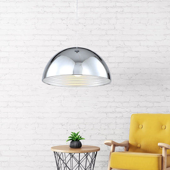Retro Industrial Metal Dome Pendant Light - Chrome Shade 1 Head Perfect For Restaurants