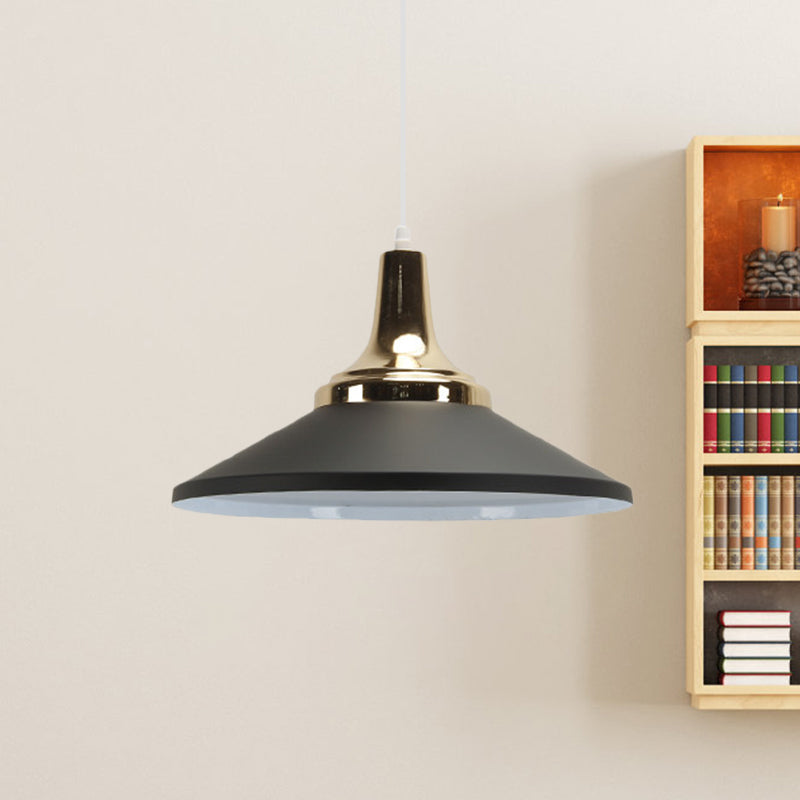 Retro Style 1-Head Pendant Light Fixture: Blue/Green Metallic Cone Shade Hanging Lamp For Bedside