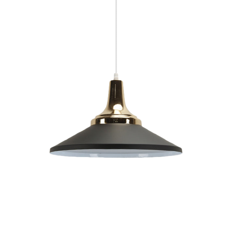 Retro Style Blue/Green Pendant Light With Metallic Cone Shade For Bedside