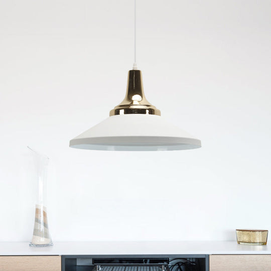 Retro Style 1-Head Pendant Light Fixture: Blue/Green Metallic Cone Shade Hanging Lamp For Bedside