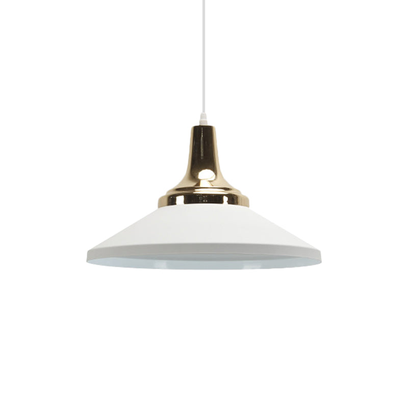 Retro Style 1-Head Pendant Light Fixture: Blue/Green Metallic Cone Shade Hanging Lamp For Bedside