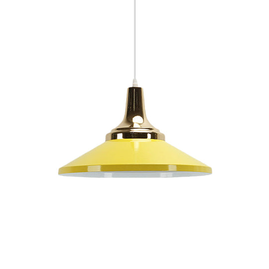 Retro Style 1-Head Pendant Light Fixture: Blue/Green Metallic Cone Shade Hanging Lamp For Bedside