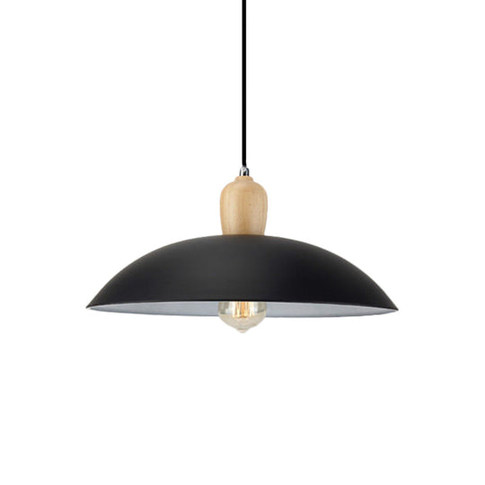 Modern Bowl Ceiling Pendant Light In Black/White 12.5’/16’ Diameter