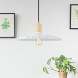 Stylish Vintage Hanging Lamp With Scalloped Edge Black/White Outer And White Inner Metal Pendant