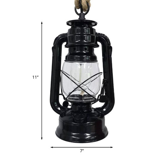Industrial Clear Glass Pendant Ceiling Light For Coffee Shop - Black/Bronze/Antique Brass Finish