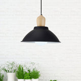 Modern Metal And Wood Hanging Lamp For Living Rooms - Black Pendant Ceiling Light