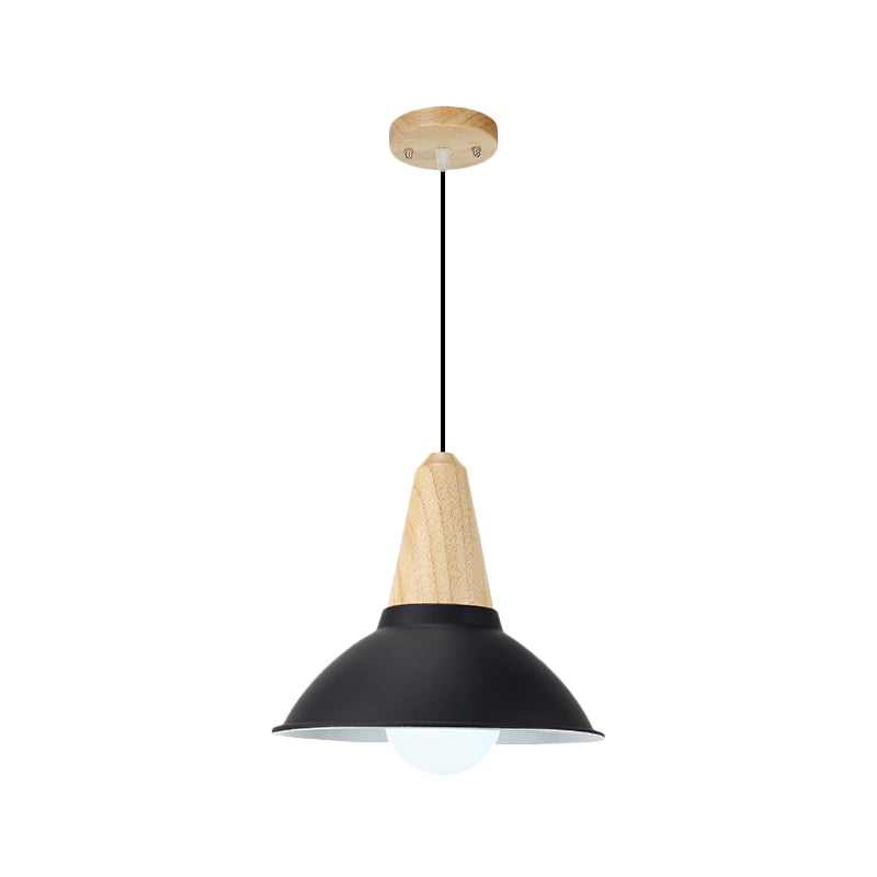 Contemporary Metal And Wood Hanging Pendant Ceiling Light In Black