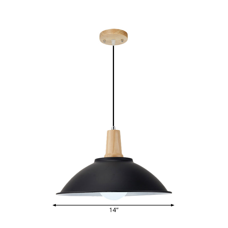 Modern Metal Pendant Light With Black Bowl Shade For Dining Room