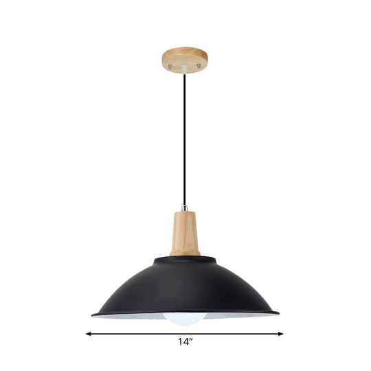 Modern Metal Pendant Light With Black Bowl Shade For Dining Room