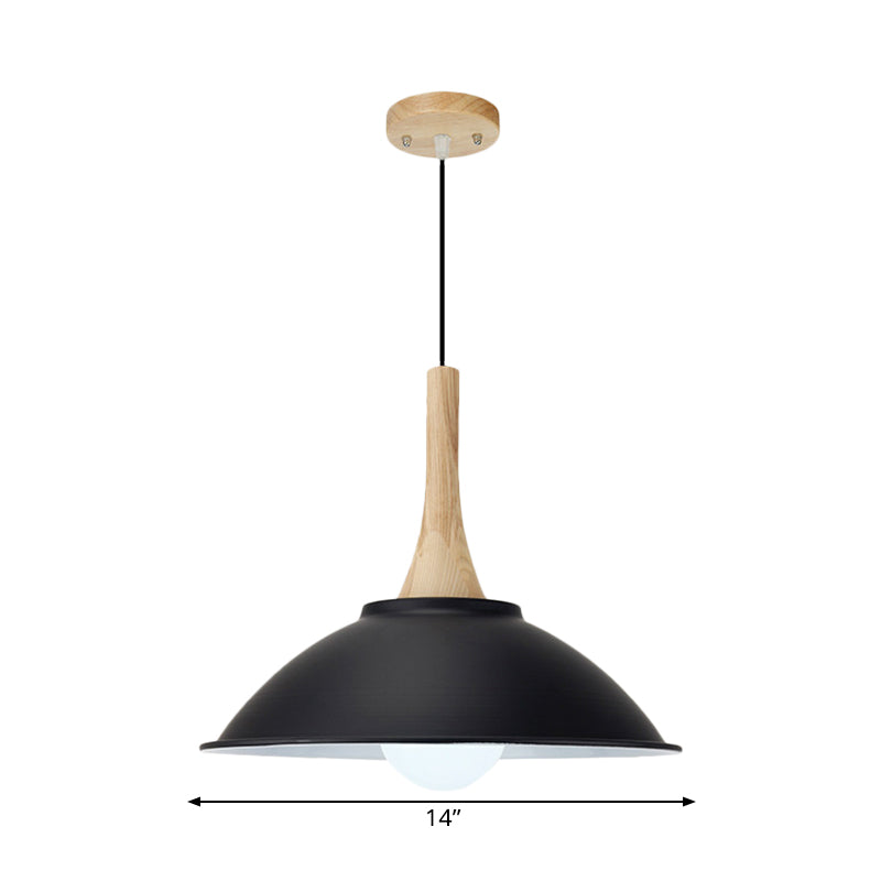 Modern Metal Pendant Light With Black Bowl Shade For Dining Room
