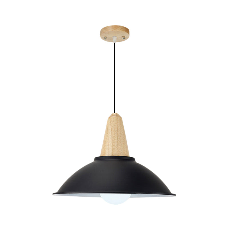Modern Metal Pendant Light With Black Bowl Shade For Dining Room
