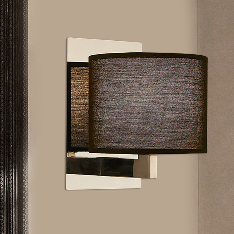 Modern Fabric Led Drum Wall Sconce For Bedside - White/Black
