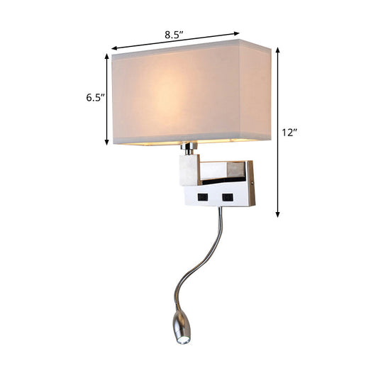 Modern Beige Fabric Led Wall Sconce With Spotlight