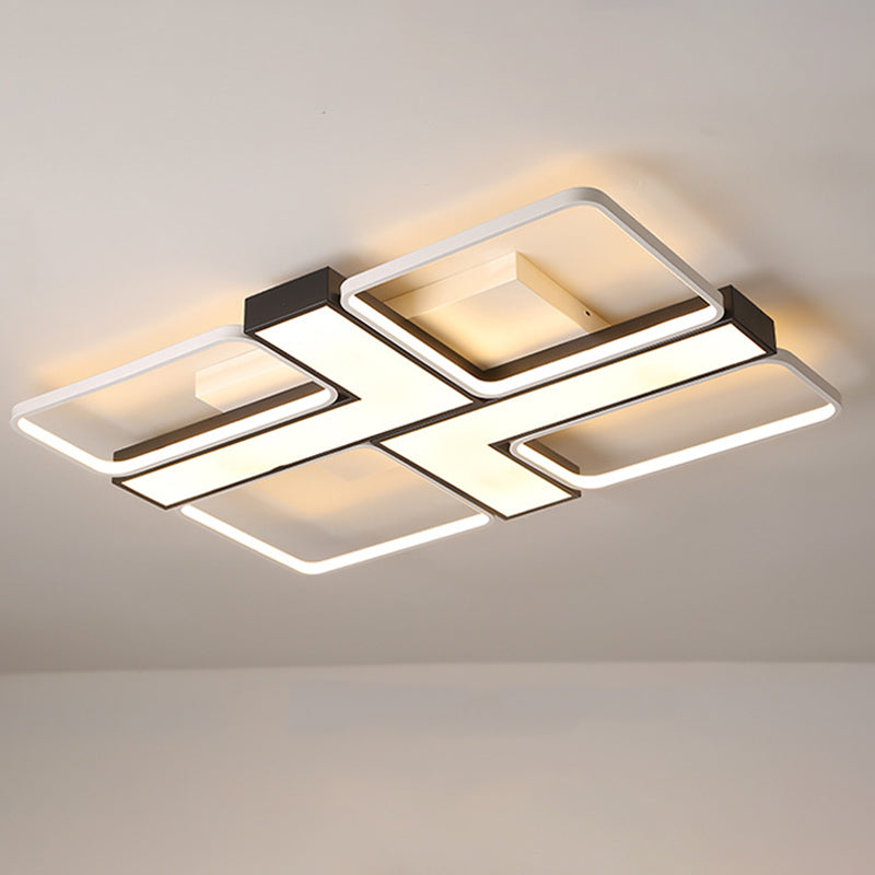 Black L Shaped Led Ceiling Mount Light Fixture For Study Room In Warm/White 19’/24.5’/31.5’ W