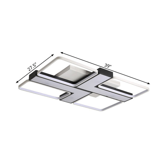 Black L Shaped Led Ceiling Mount Light Fixture For Study Room In Warm/White 19’/24.5’/31.5’ W