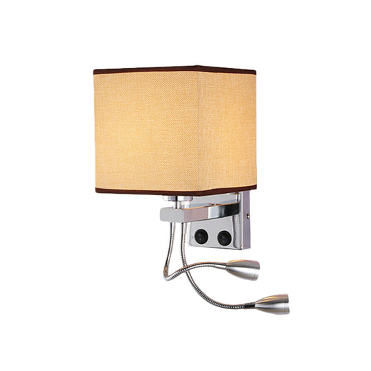 Modern Cube Wall Sconce With Fabric Shade- 1 Light Mount In White/Black/Beige