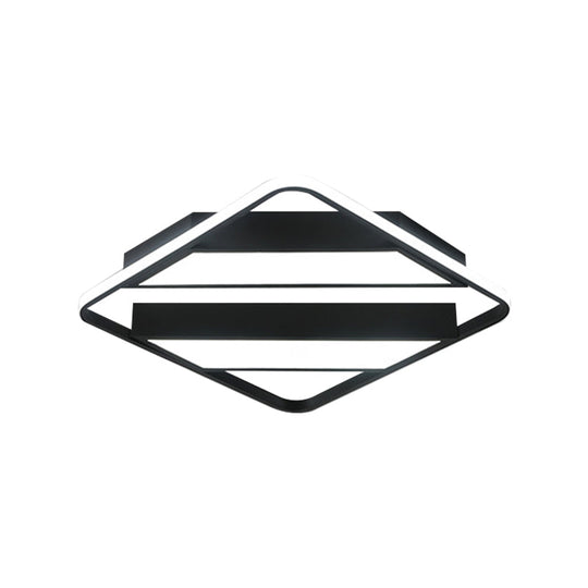 Modern Symmetrical Trapezoid Shade Flush Light Fixture - Black/White Integrated Led Ceiling Mount