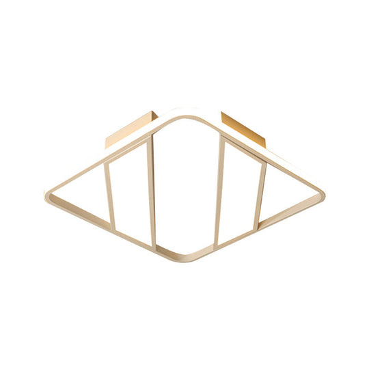 Modern Symmetrical Trapezoid Shade Flush Light Fixture - Black/White Integrated Led Ceiling Mount