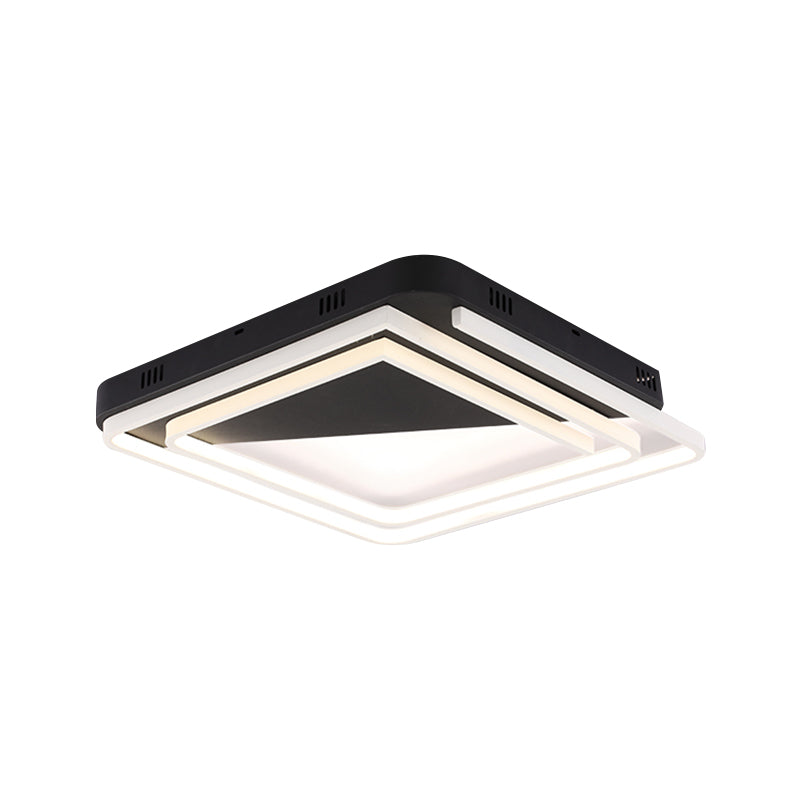 Modern Acrylic Square Ceiling Lamp Led Flush Mount Light - Black 18/22/28 Wide In Warm/White