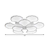 3/5/9-Light Led Flush Ceiling Light With Ginkgo Leaf Acrylic Shade - White Lighting Fixture In