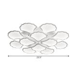 3/5/9-Light Led Flush Ceiling Light With Ginkgo Leaf Acrylic Shade - White Lighting Fixture In