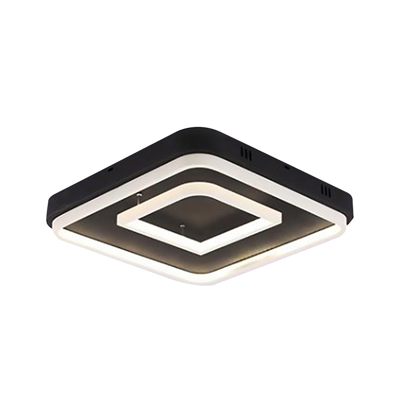Square Acrylic Led Ceiling Light Fixture - 16.5/20.5/24.5 Wide Modern Semi Mount Warm/White Black