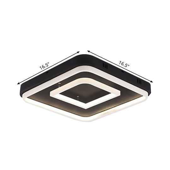 Square Acrylic Led Ceiling Light Fixture - 16.5’/20.5’/24.5’ Wide Modern Semi Mount