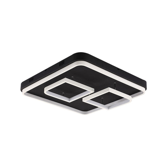 Square Acrylic Led Ceiling Light Fixture - 16.5/20.5/24.5 Wide Modern Semi Mount Warm/White Black