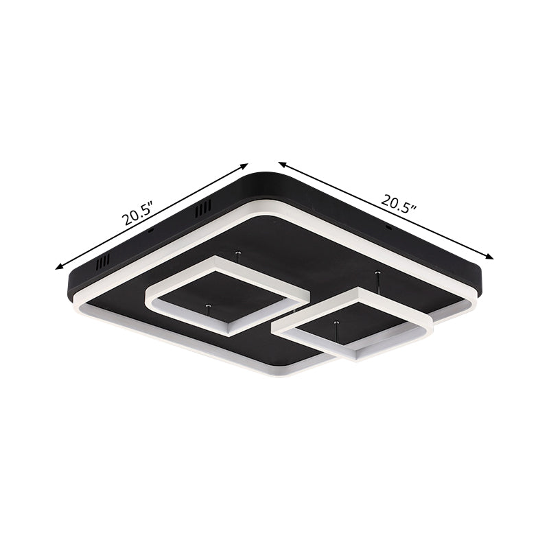 Square Acrylic Led Ceiling Light Fixture - 16.5/20.5/24.5 Wide Modern Semi Mount Warm/White Black
