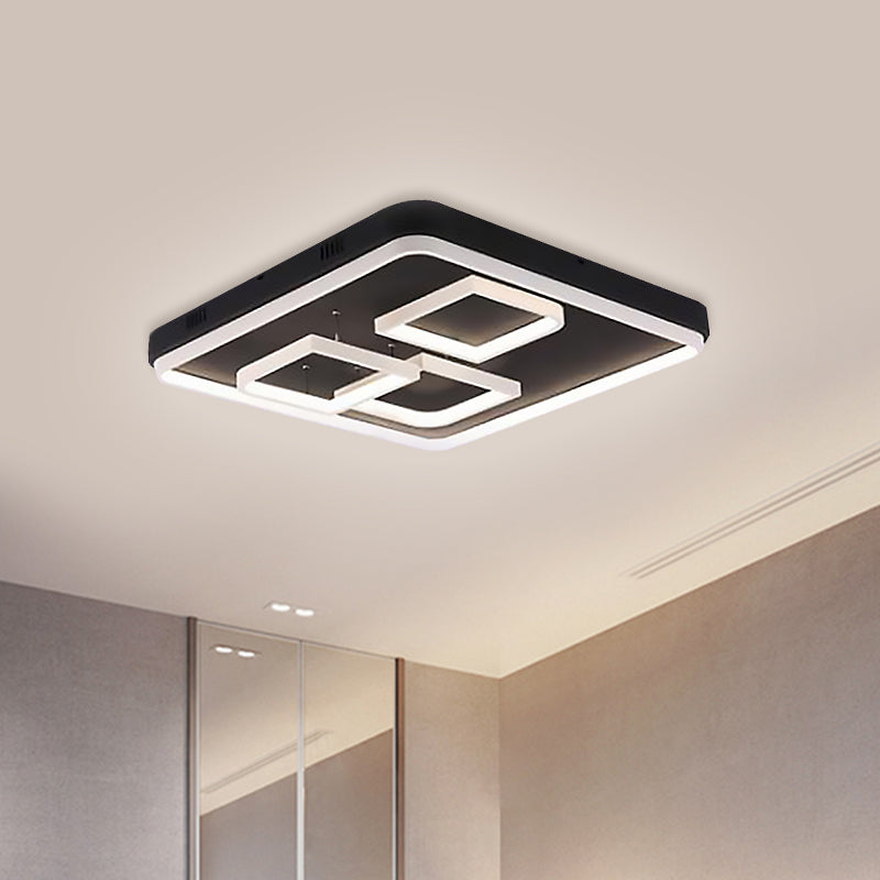 Square Acrylic Led Ceiling Light Fixture - 16.5/20.5/24.5 Wide Modern Semi Mount Warm/White Black