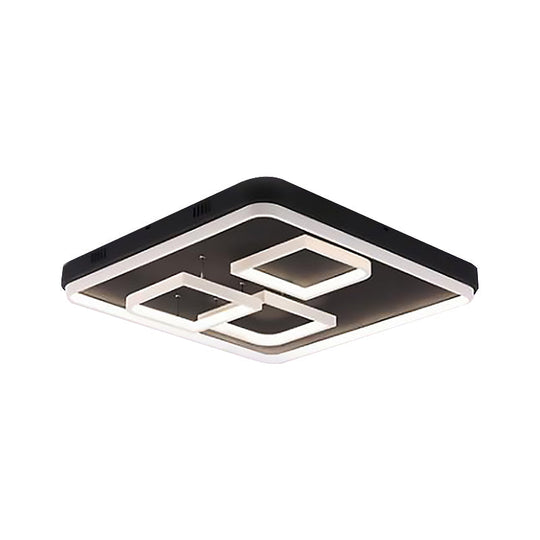 Square Acrylic Led Ceiling Light Fixture - 16.5’/20.5’/24.5’ Wide Modern Semi Mount