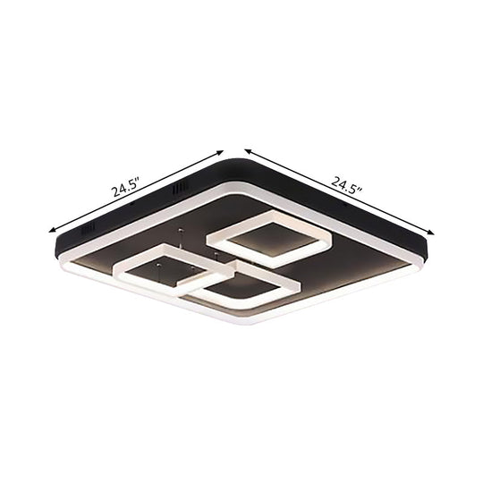 Square Acrylic Led Ceiling Light Fixture - 16.5’/20.5’/24.5’ Wide Modern Semi Mount